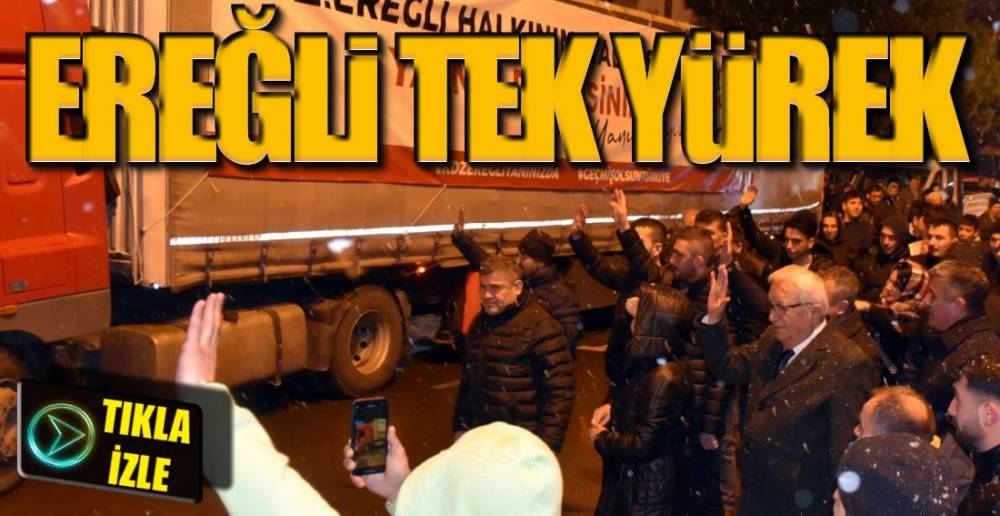 4 TIR GÖNDERİLDİ 5. TIR YÜKLENİYOR