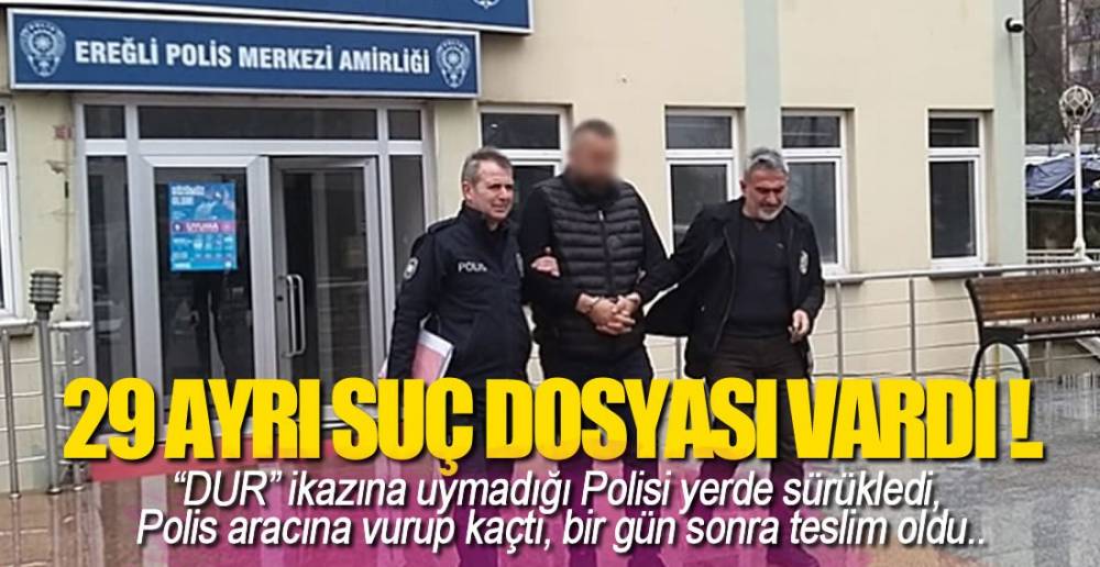 POLİS ARACINA VURUP KAÇTI !.