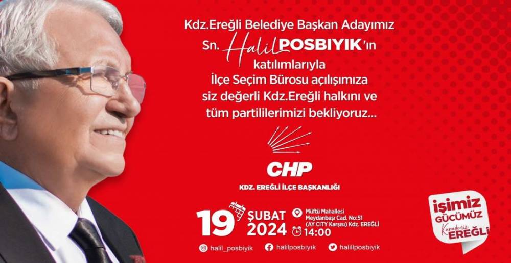 POSBIYIK SEÇİM BÜROSUNU PAZARTESİ AÇIYOR