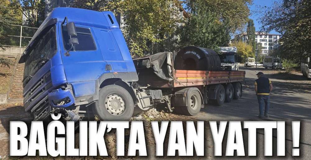 SAC YÜKLÜ TIR YAN YATTI !