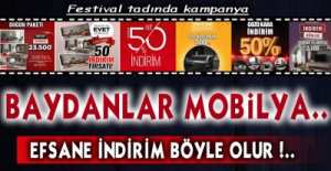 BAYDANLAR MOBİLYADA % 50 İNDİRİM